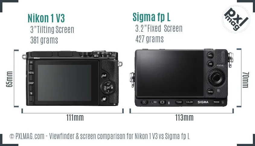 Nikon 1 V3 vs Sigma fp L Screen and Viewfinder comparison