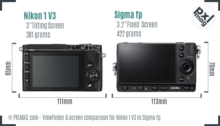 Nikon 1 V3 vs Sigma fp Screen and Viewfinder comparison