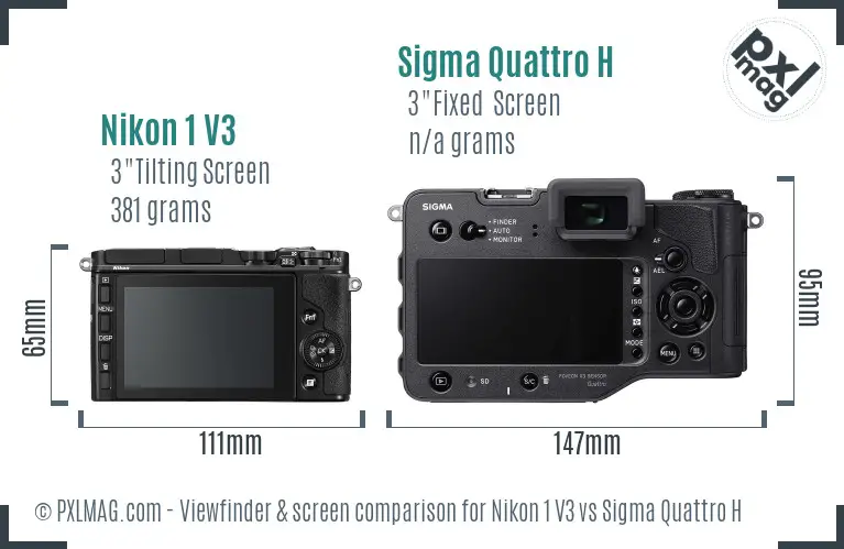 Nikon 1 V3 vs Sigma Quattro H Screen and Viewfinder comparison