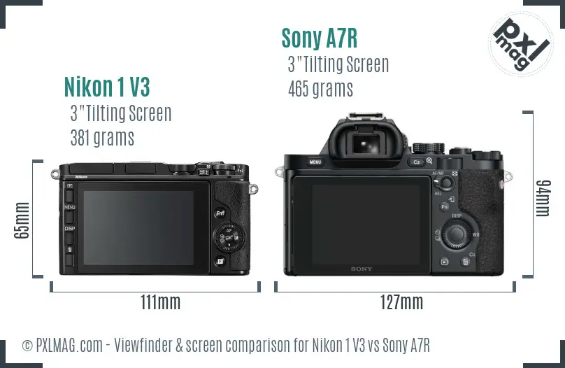 Nikon 1 V3 vs Sony A7R Screen and Viewfinder comparison