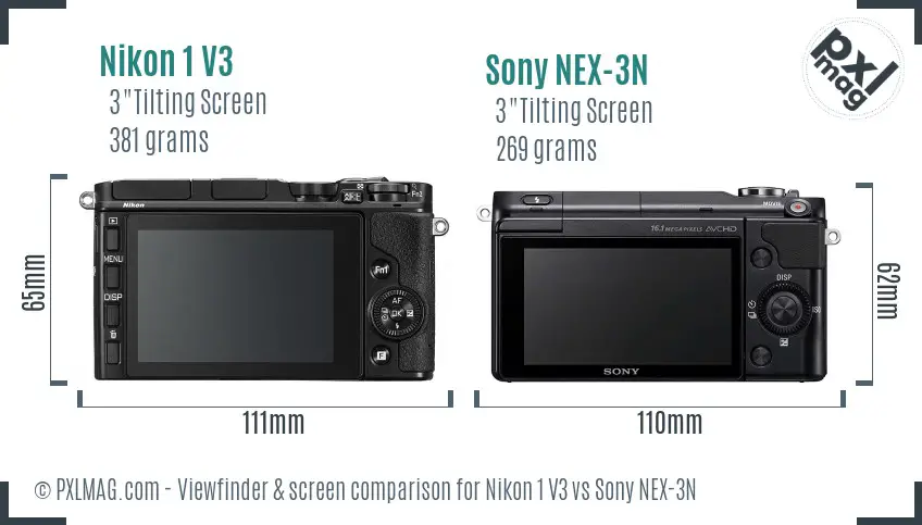 Nikon 1 V3 vs Sony NEX-3N Screen and Viewfinder comparison Nikon 1 V3 vs Sony NEX-3N Screen and Viewfinder comparison