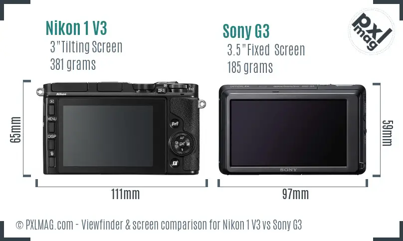 Nikon 1 V3 vs Sony G3 Screen and Viewfinder comparison