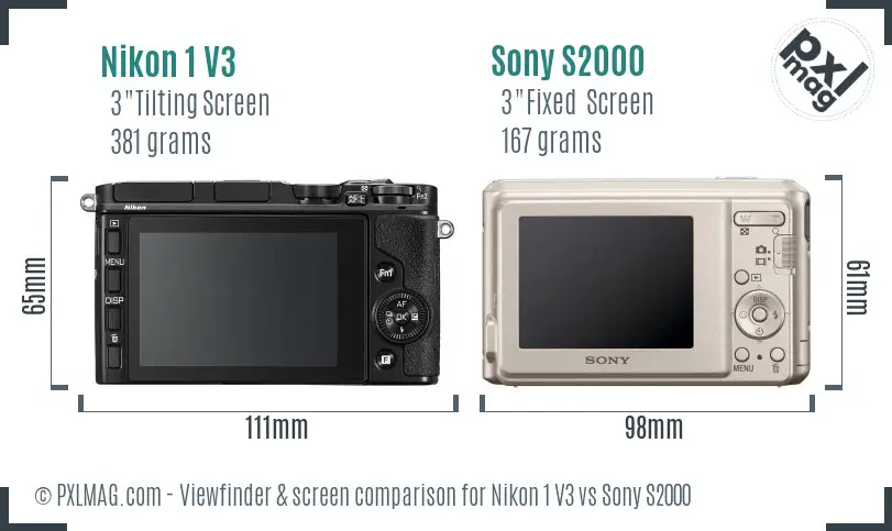 Nikon 1 V3 vs Sony S2000 Screen and Viewfinder comparison
