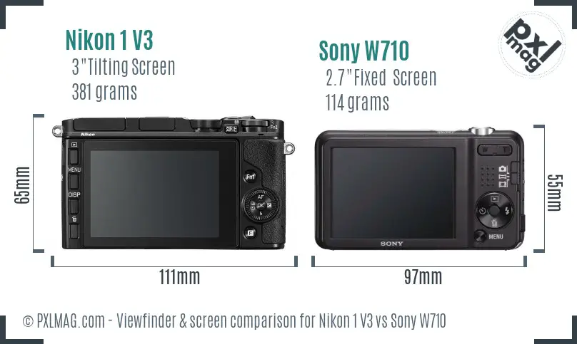 Nikon 1 V3 vs Sony W710 Screen and Viewfinder comparison