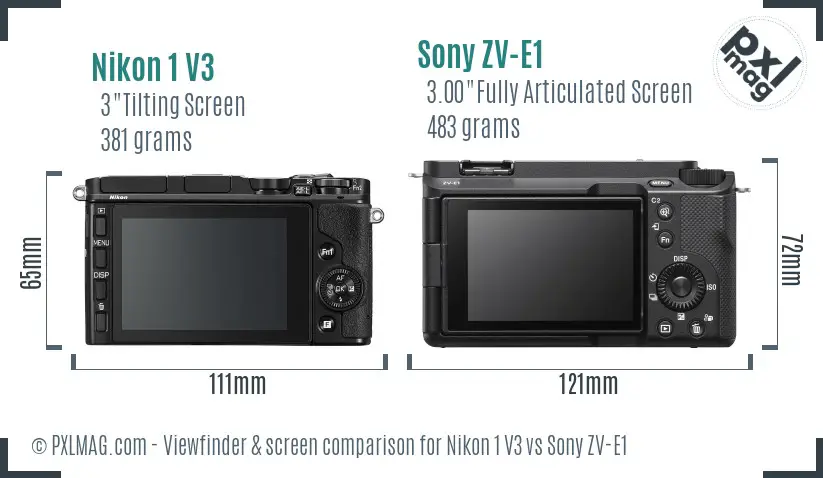 Nikon 1 V3 vs Sony ZV-E1 Screen and Viewfinder comparison Nikon 1 V3 vs Sony ZV-E1 Screen and Viewfinder comparison