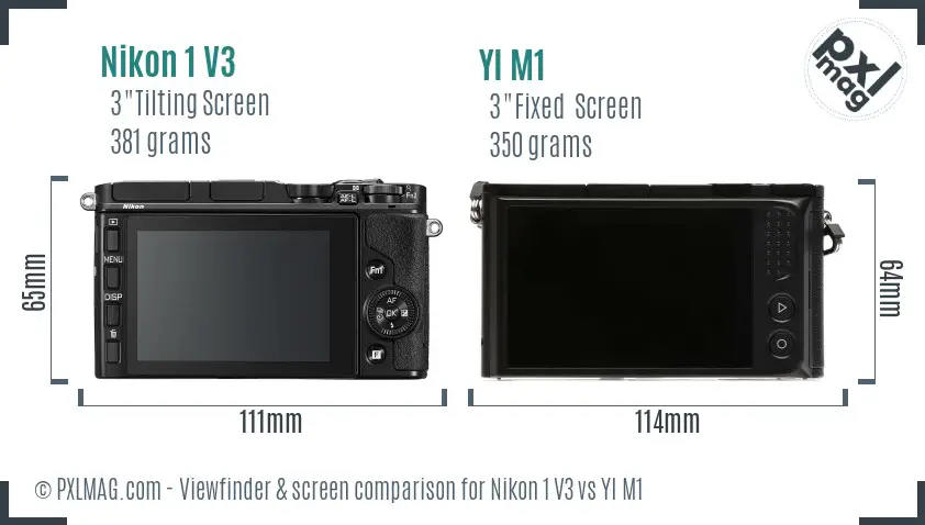 Nikon 1 V3 vs YI M1 Screen and Viewfinder comparison