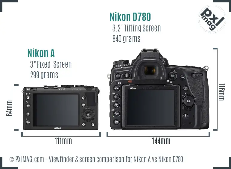 Nikon A vs Nikon D780 Screen and Viewfinder comparison
