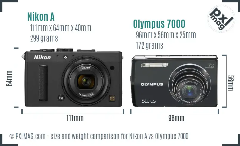 Nikon A vs Olympus 7000 size comparison