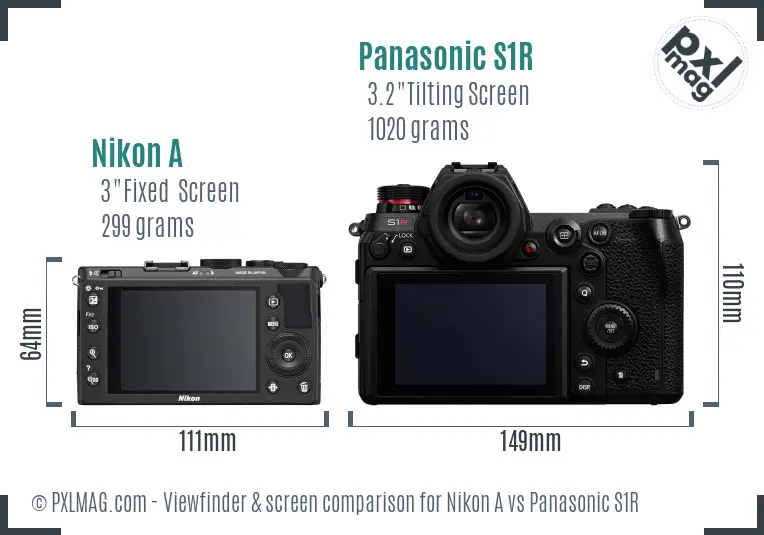 Nikon A vs Panasonic S1R Screen and Viewfinder comparison