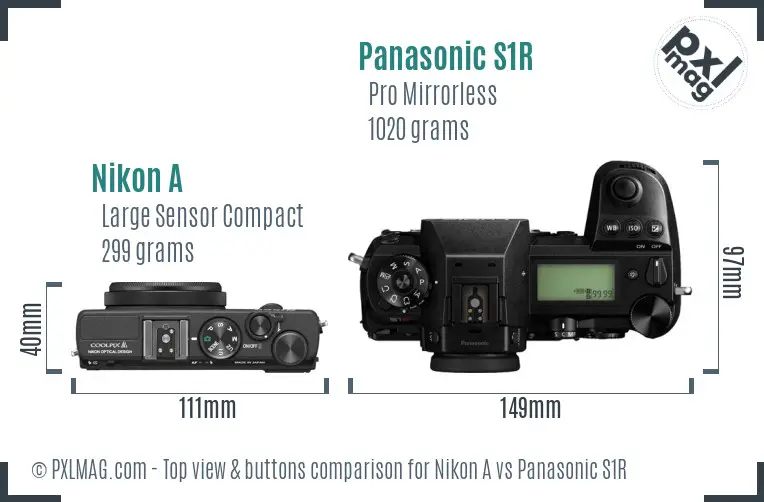 Nikon A vs Panasonic S1R top view buttons comparison