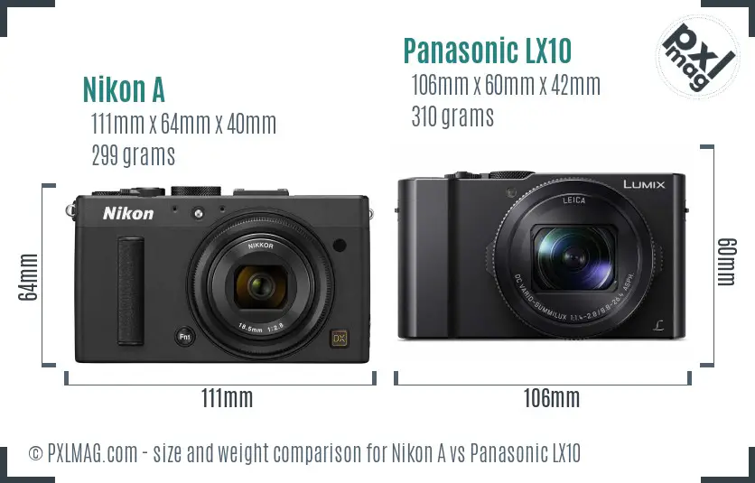 Nikon A vs Panasonic LX10 size comparison