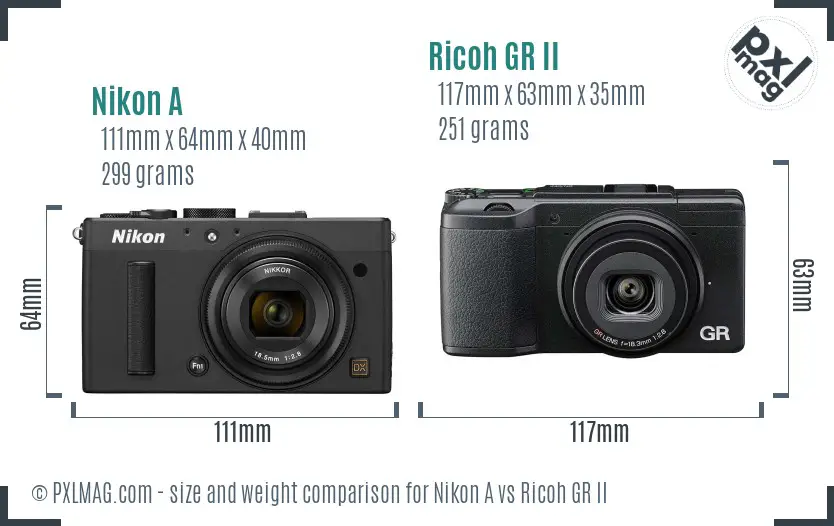 Nikon A vs Ricoh GR II size comparison
