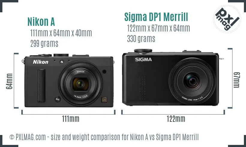 Nikon A vs Sigma DP1 Merrill size comparison