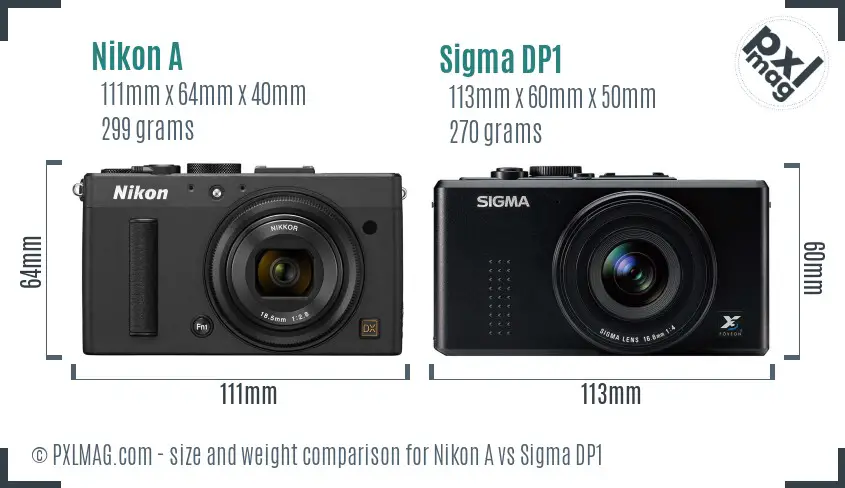 Nikon A vs Sigma DP1 size comparison
