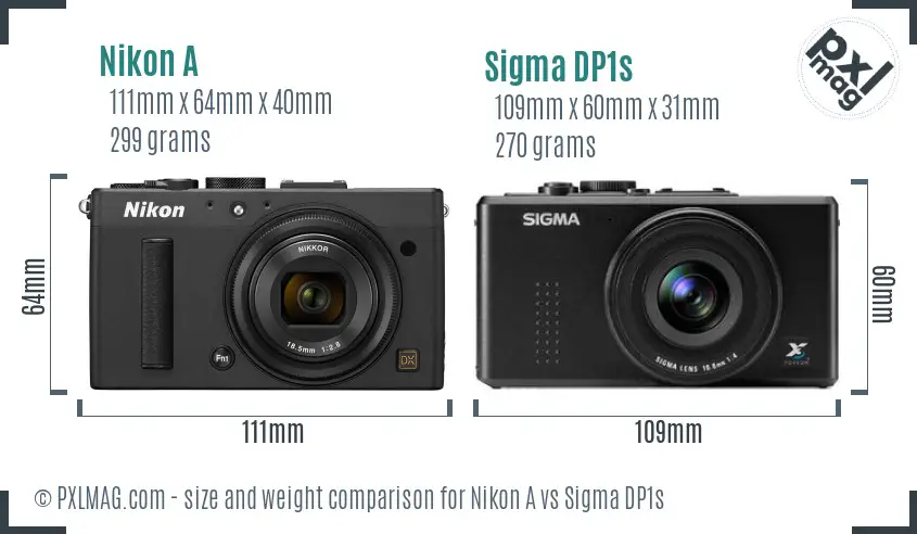 Nikon A vs Sigma DP1s size comparison
