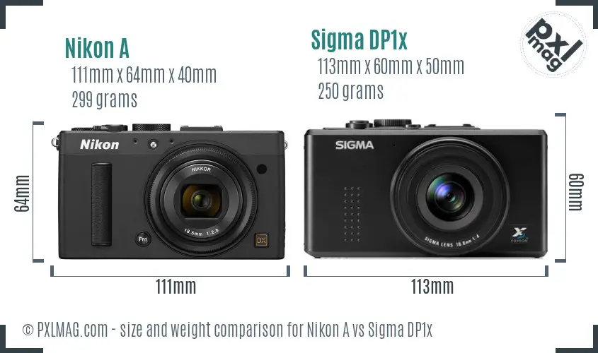 Nikon A vs Sigma DP1x size comparison