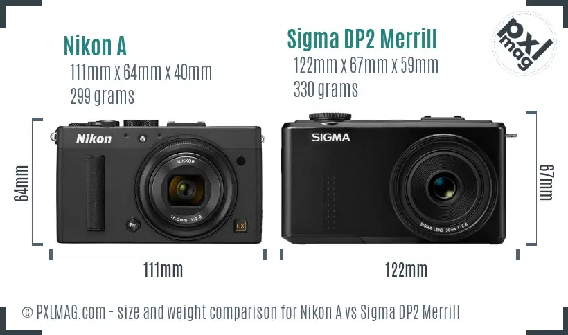 Nikon A vs Sigma DP2 Merrill size comparison