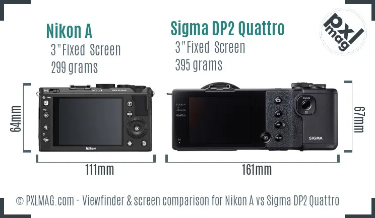 Nikon A vs Sigma DP2 Quattro Screen and Viewfinder comparison