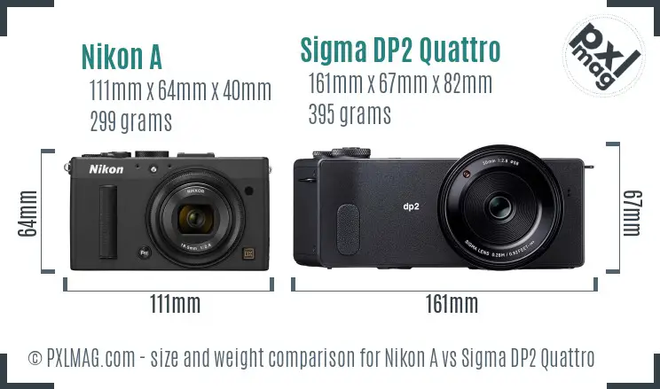 Nikon A vs Sigma DP2 Quattro size comparison