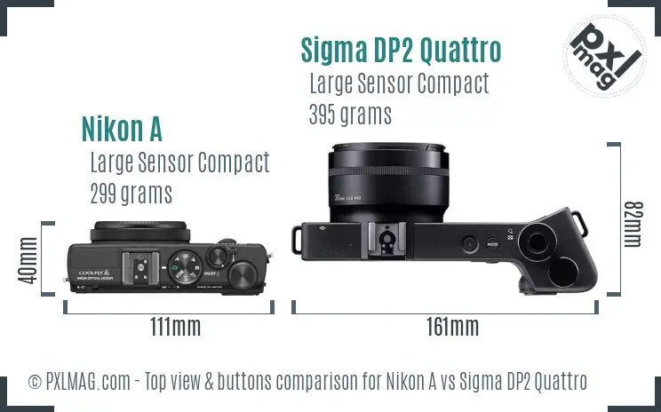 Nikon A vs Sigma DP2 Quattro top view buttons comparison