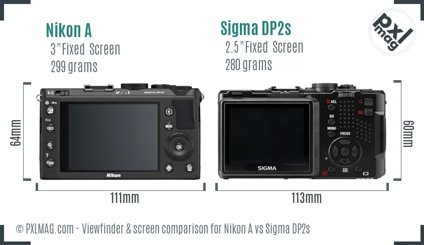 Nikon A vs Sigma DP2s Screen and Viewfinder comparison