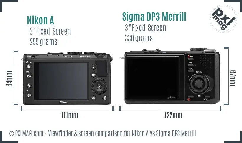 Nikon A vs Sigma DP3 Merrill Screen and Viewfinder comparison