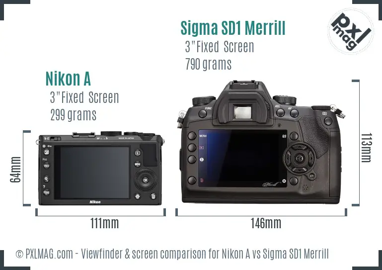 Nikon A vs Sigma SD1 Merrill Screen and Viewfinder comparison