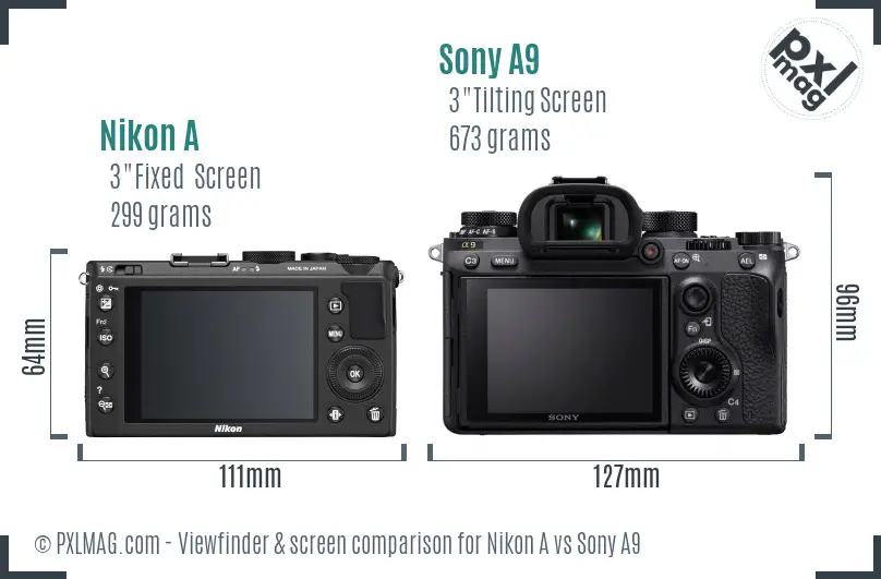 Nikon A vs Sony A9 Screen and Viewfinder comparison
