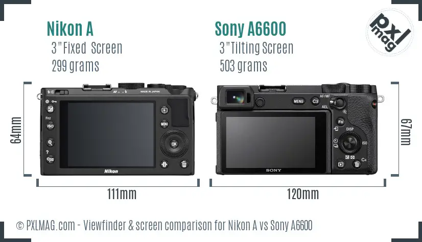 Nikon A vs Sony A6600 Screen and Viewfinder comparison