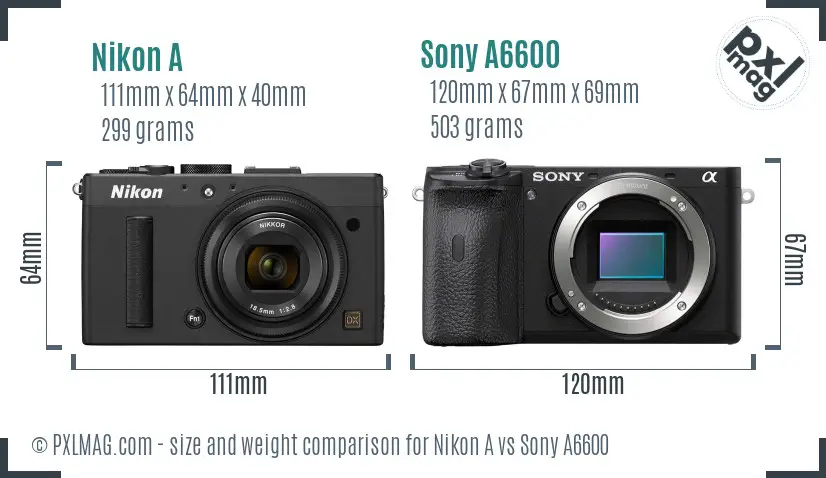 Nikon A vs Sony A6600 size comparison