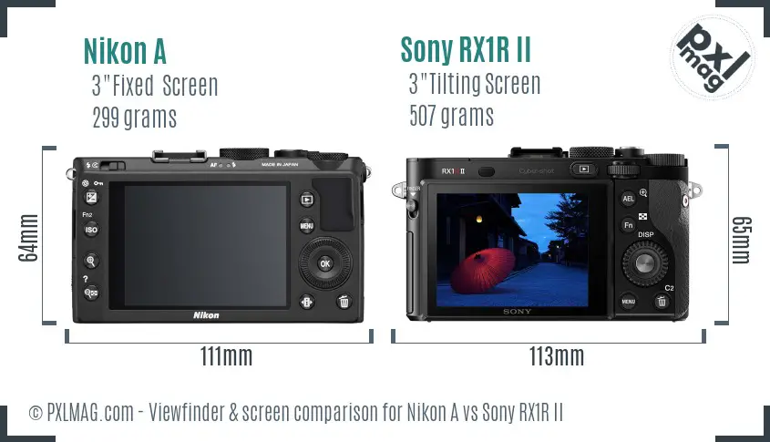 Nikon A vs Sony RX1R II Screen and Viewfinder comparison