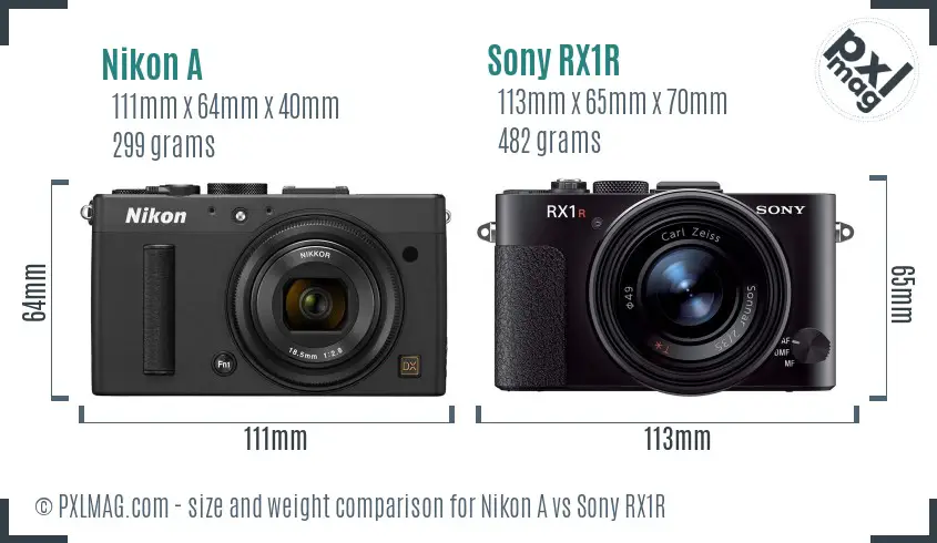 Nikon A vs Sony RX1R size comparison