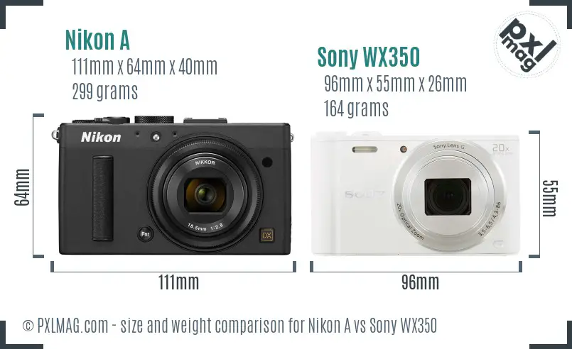 Nikon A vs Sony WX350 size comparison