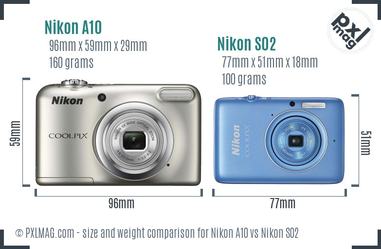 Nikon A10 vs Nikon S02 size comparison Nikon A10 vs Nikon S02 size comparison