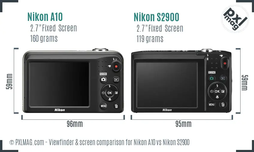 Nikon A10 vs Nikon S2900 Screen and Viewfinder comparison