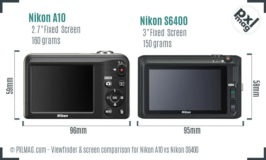 Nikon A10 vs Nikon S6400 Screen and Viewfinder comparison