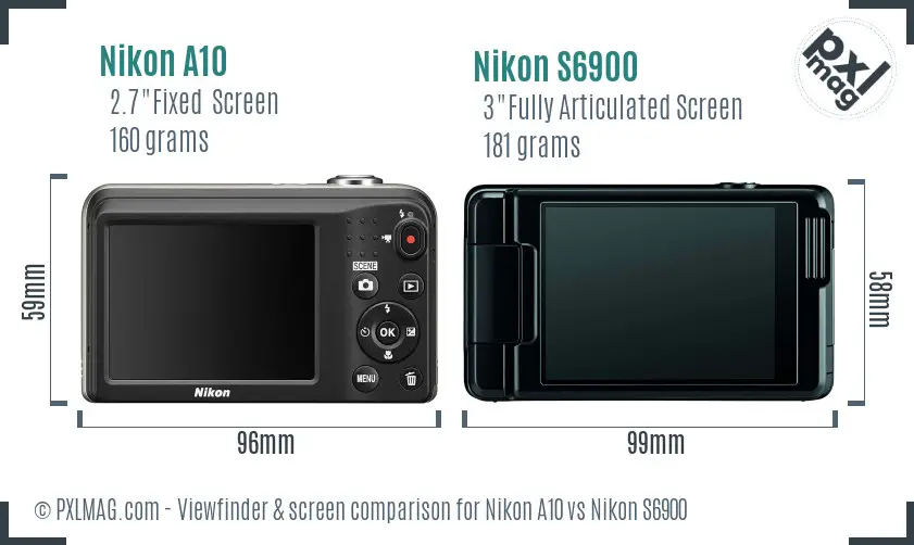 Nikon A10 vs Nikon S6900 Screen and Viewfinder comparison