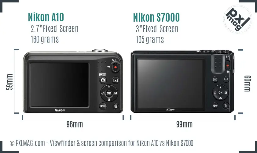 Nikon A10 vs Nikon S7000 Screen and Viewfinder comparison