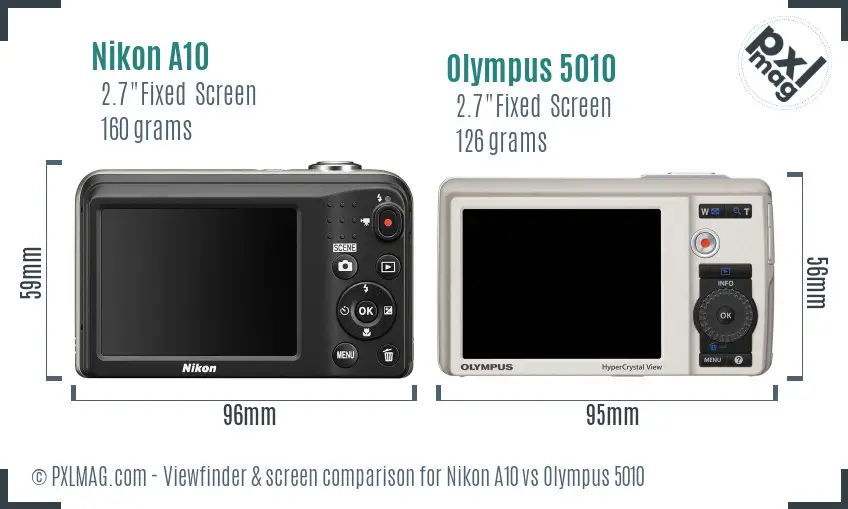 Nikon A10 vs Olympus 5010 Screen and Viewfinder comparison