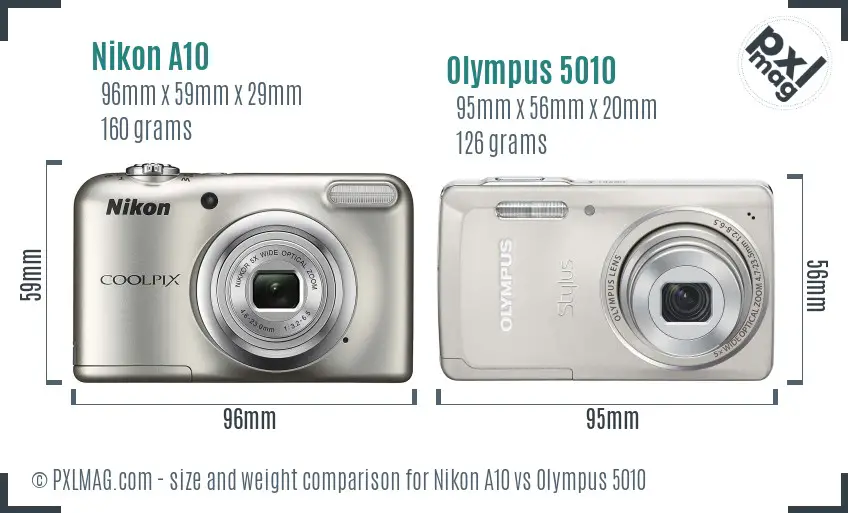 Nikon A10 vs Olympus 5010 size comparison