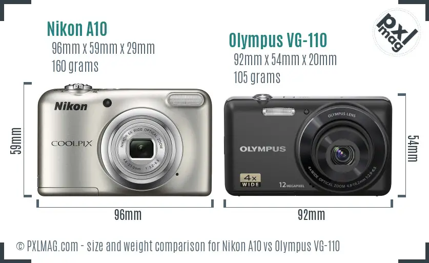 Nikon A10 vs Olympus VG-110 size comparison