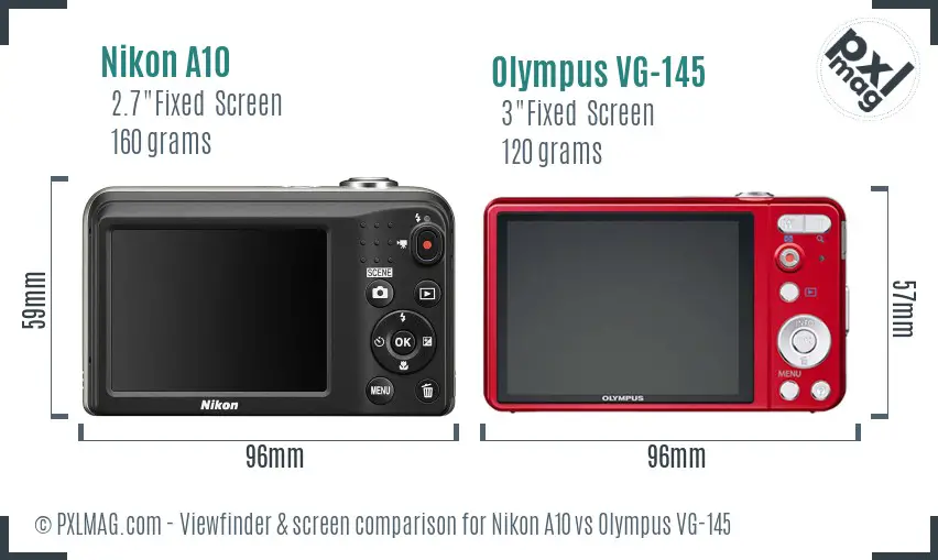 Nikon A10 vs Olympus VG-145 Screen and Viewfinder comparison