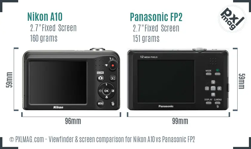 Nikon A10 vs Panasonic FP2 Screen and Viewfinder comparison
