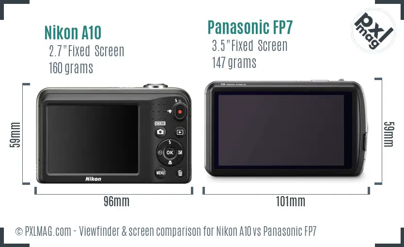 Nikon A10 vs Panasonic FP7 Screen and Viewfinder comparison