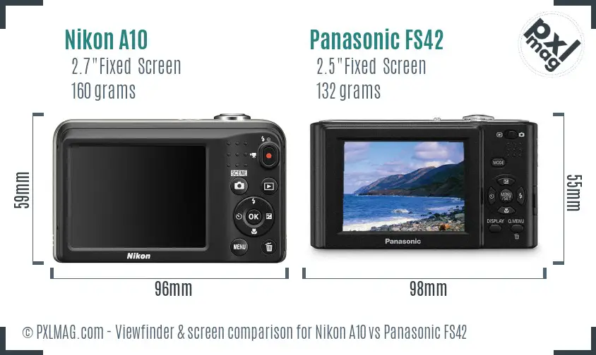 Nikon A10 vs Panasonic FS42 Screen and Viewfinder comparison