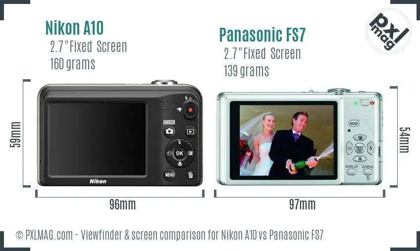 Nikon A10 vs Panasonic FS7 Screen and Viewfinder comparison