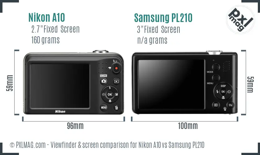 Nikon A10 vs Samsung PL210 Screen and Viewfinder comparison Nikon A10 vs Samsung PL210 Screen and Viewfinder comparison