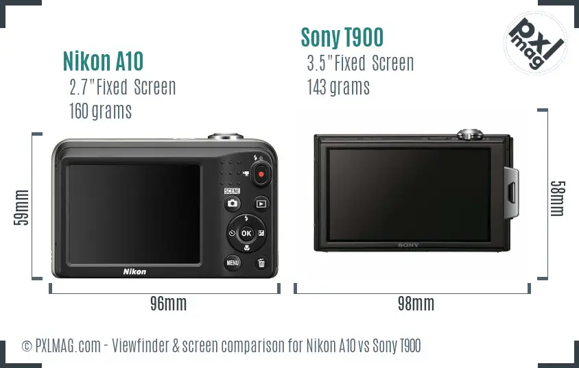 Nikon A10 vs Sony T900 Screen and Viewfinder comparison