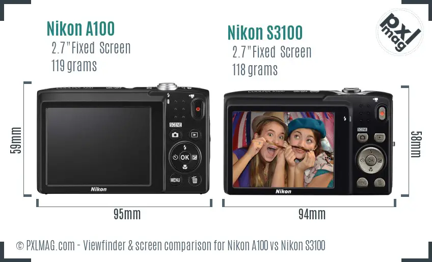 Nikon A100 vs Nikon S3100 Screen and Viewfinder comparison Nikon A100 vs Nikon S3100 Screen and Viewfinder comparison