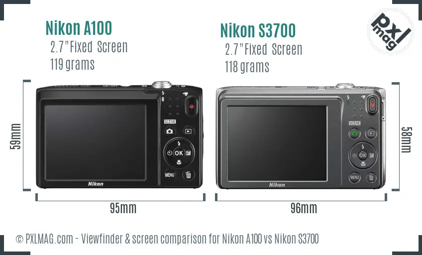 Nikon A100 vs Nikon S3700 Screen and Viewfinder comparison